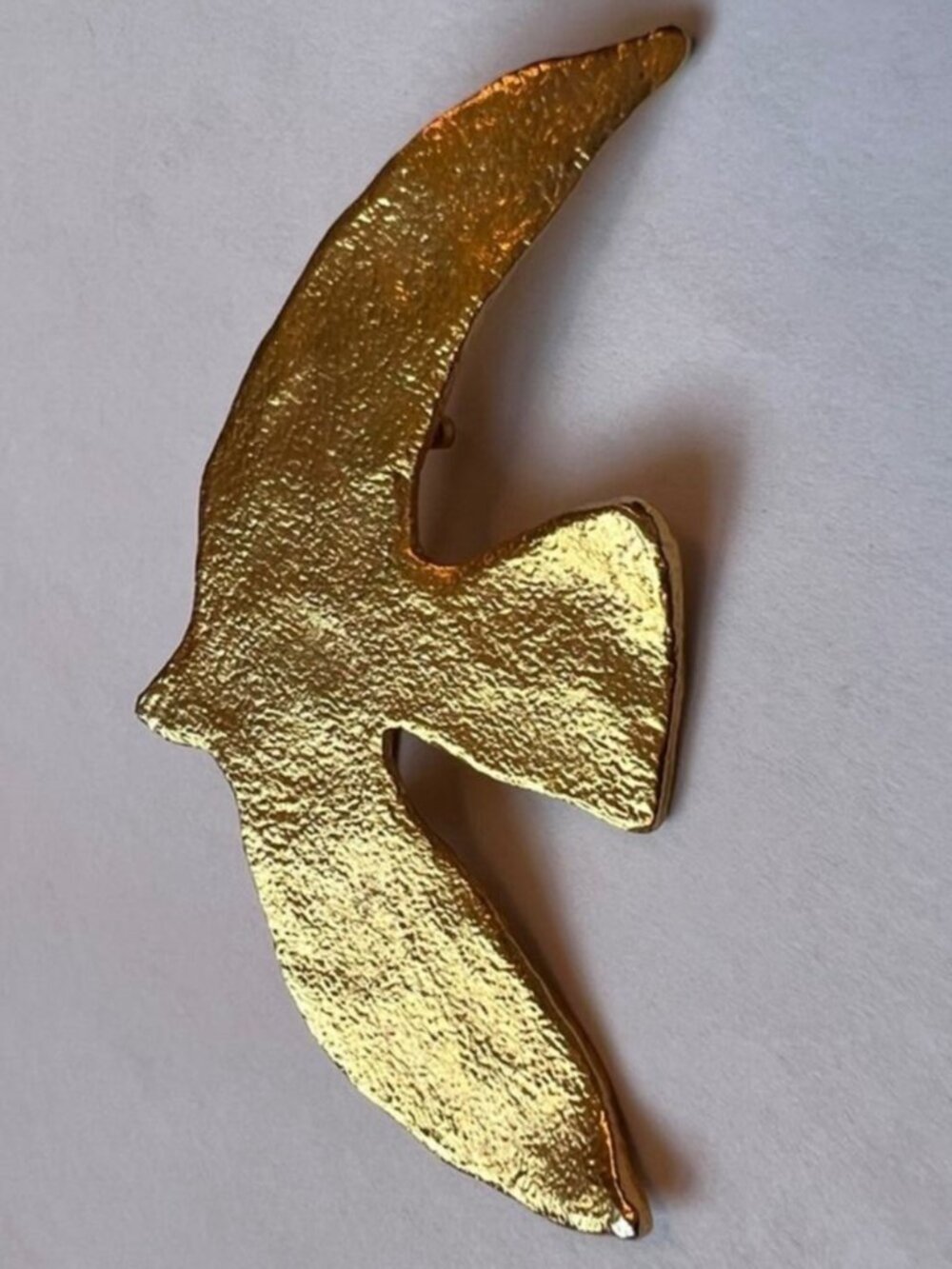 Vintage Brooch Cecile Jeanne Paris Jewelry Gold Pin Dove Art 24K Statement Bird - Picture 7 of 14